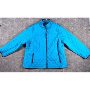 Lands End Quilted Jacket Snap Front Pockets Women Plus 2X